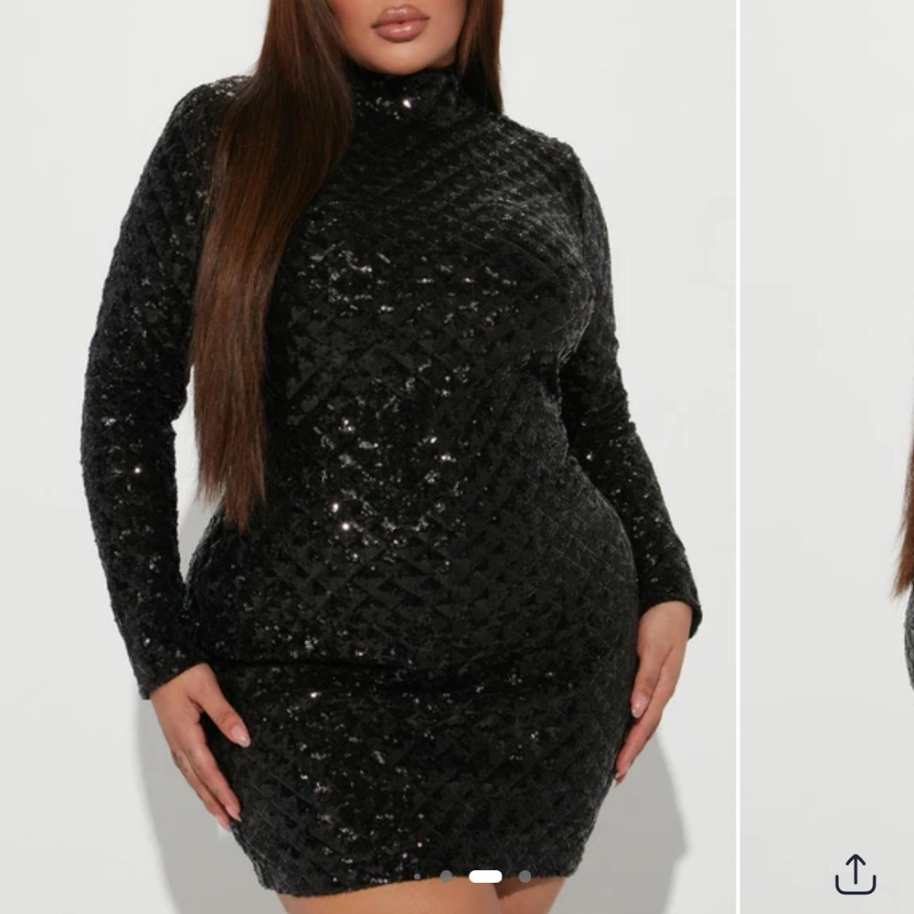Fashion Nova Black Sequin Bodycon Dress NWT